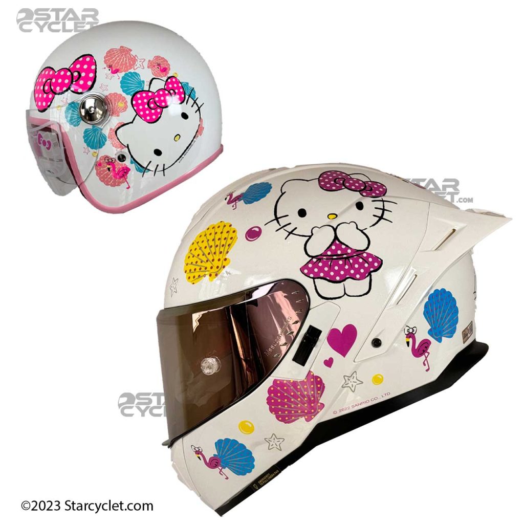 کلاه کاسکت HELLO KITTY مدل WHITE (ست مادر و دختر)