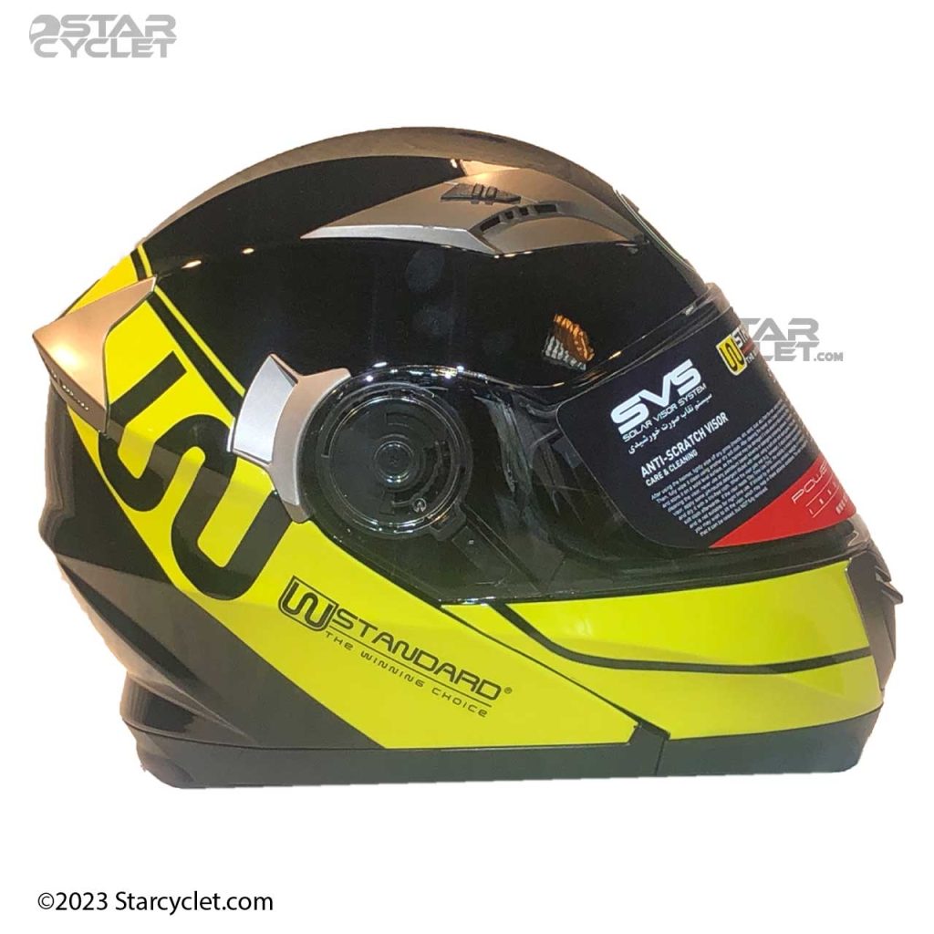 کلاه کاسکت فک متحرک دبلیو استاندارد مدل YELLO-BLK