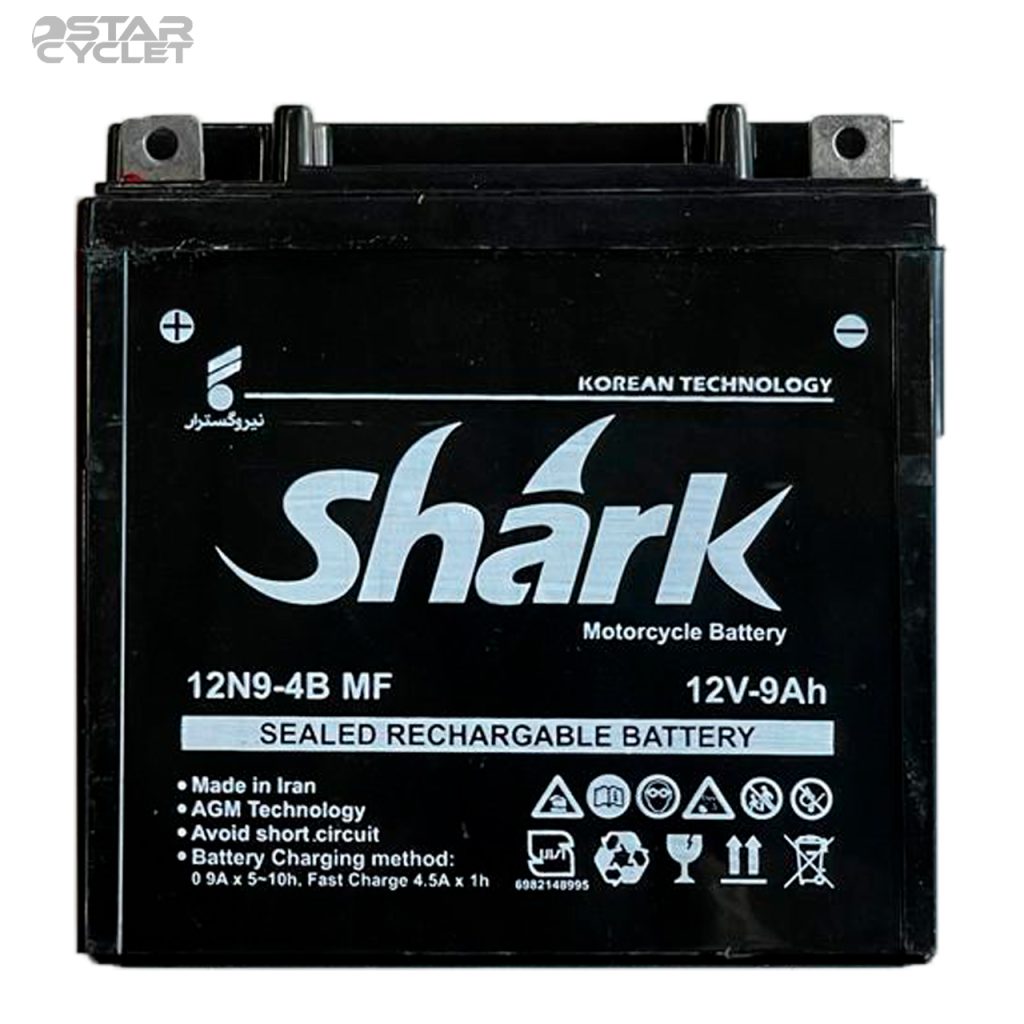 باتری موتور سیکلت شارک مدل 12V9Aبلند مناسب برای پالس وآپاچی