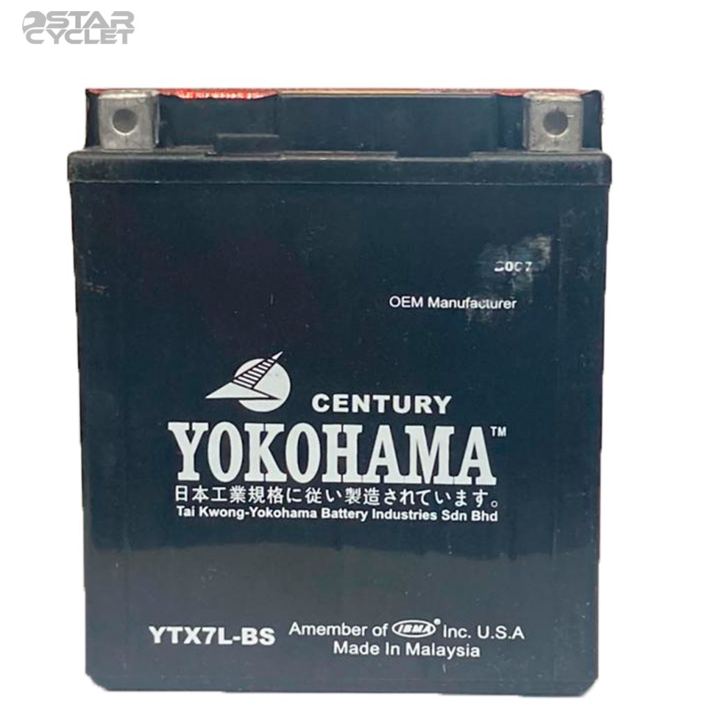 باتری موتور سیکلت یوکوهاما مدل 12V7A بلند مناسب بنلی150، 250تک، وسپا پریماورا و باکسر انژکتور