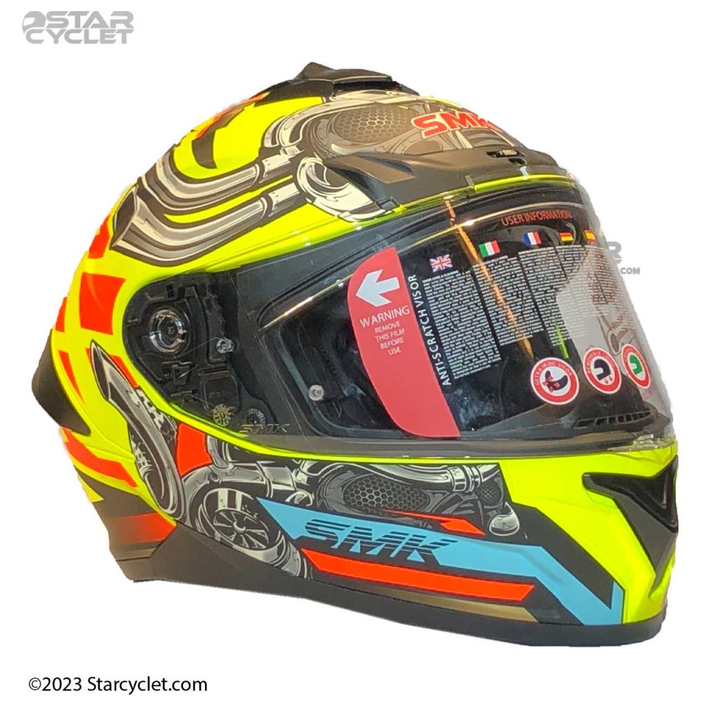 کلاه کاسکت فک ثابت SMK تایفون مدل MOTOR YELLOW (MA676)