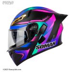کلاه کاسکت فک متحرک SOMAN مدل 955 VISION-BLUE-PURPLE