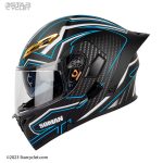 کلاه کاسکت فک متحرک SOMAN مدل 955 DUMB-BLACK-BLUE-FLOWER