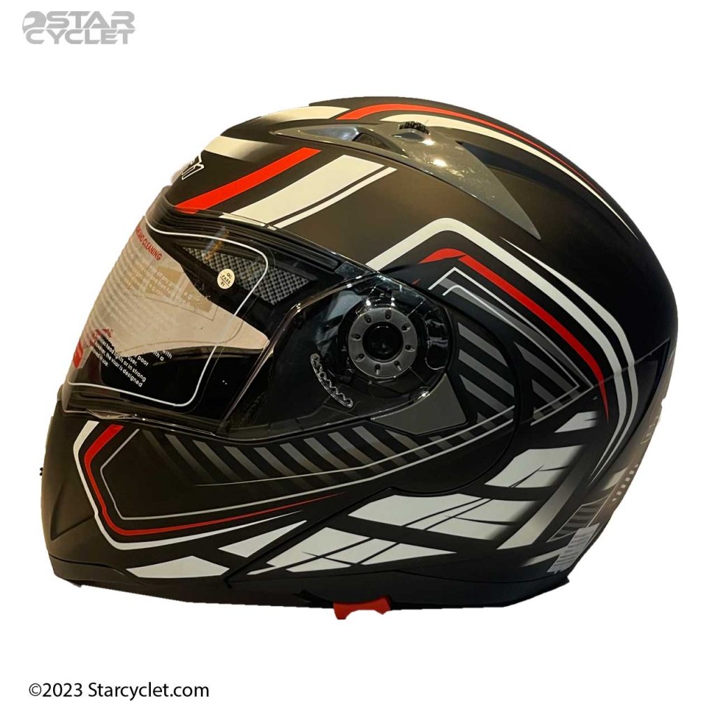 کلاه کاسکت فک متحرک DA1 مدل BLK RED-WHT