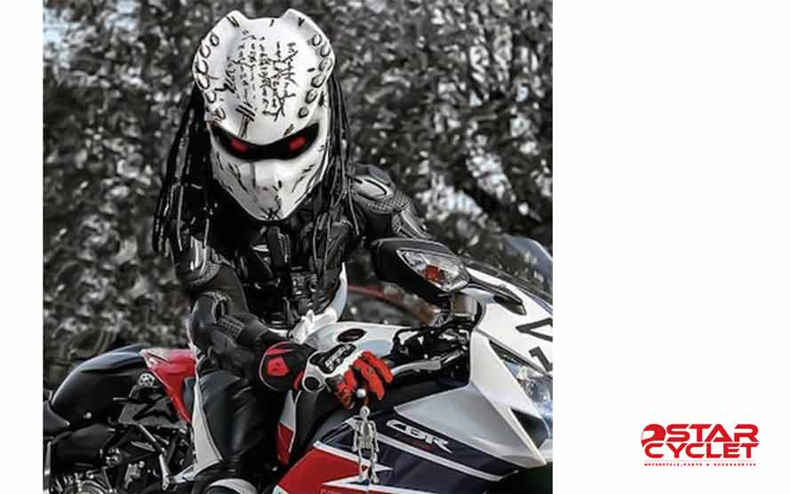 White Predator Motorcycle Helmet