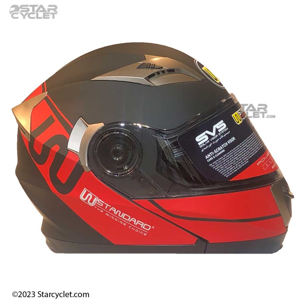 کلاه کاسکت فک متحرک دبلیو استاندارد مدل RED-BLK-MT