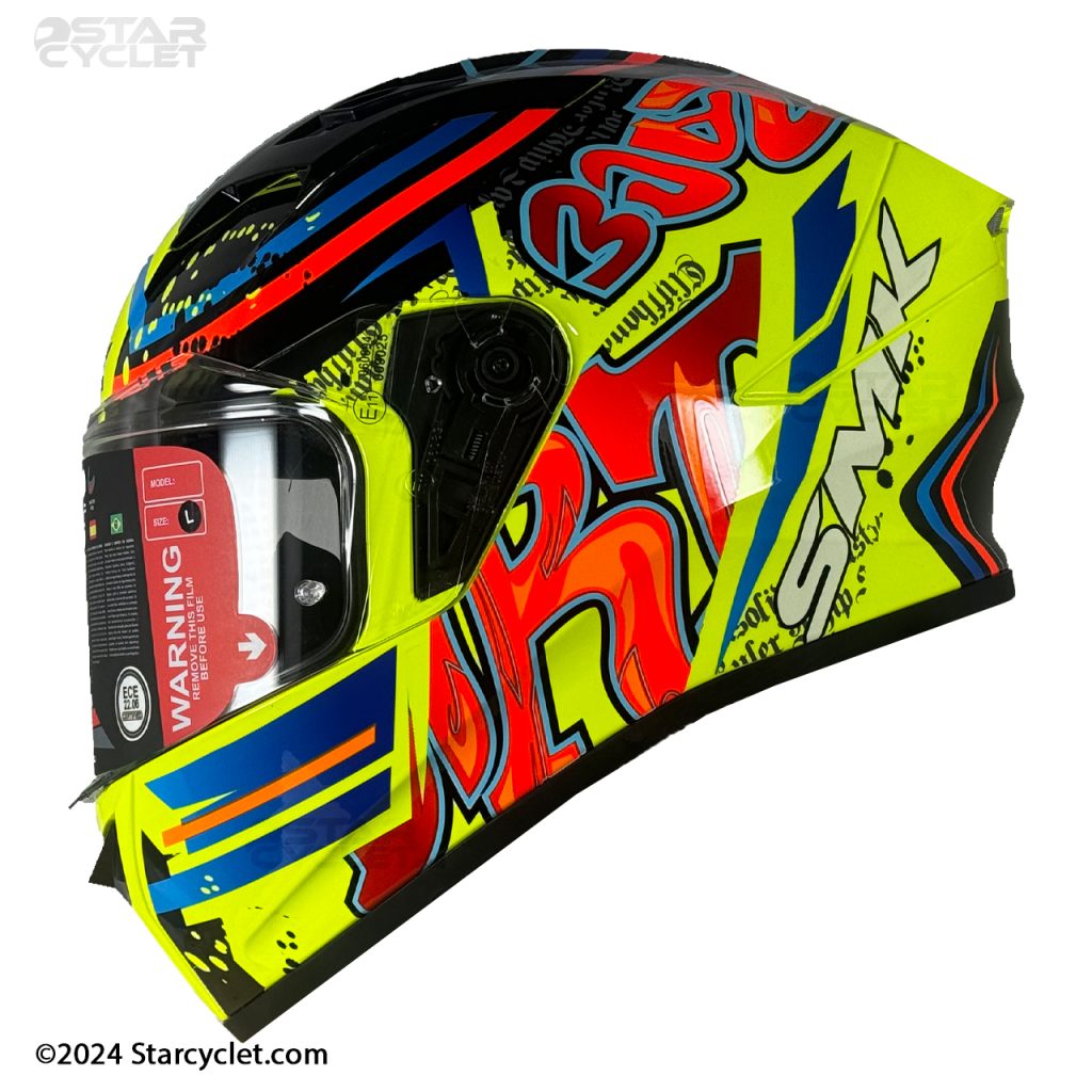 کلاه کاسکت فک ثابت SMK استلار مدل GRAFFITI (GL437)