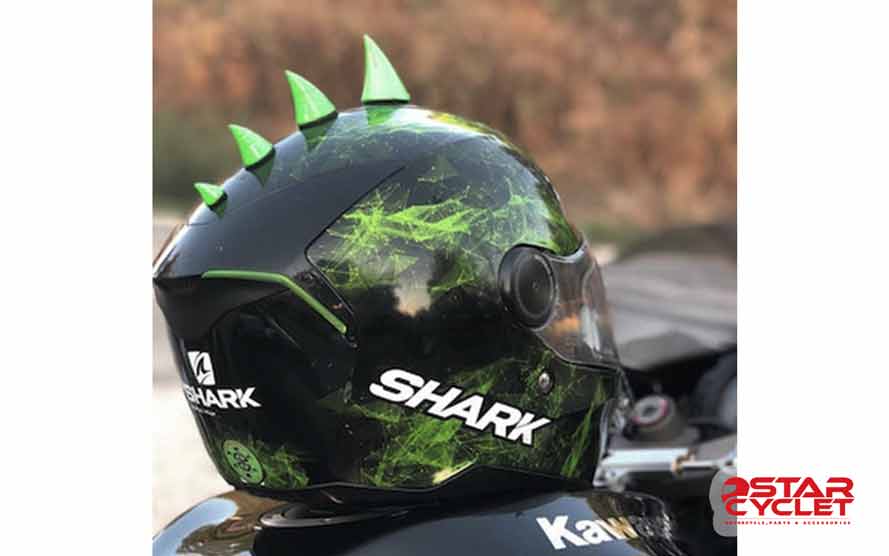 Shark Spartan Motorcycle Helmet with Green Horns
