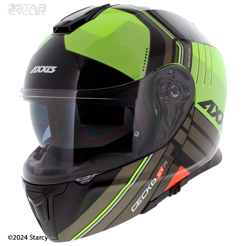 کلاه کاسکت فک متحرک AXXIS مدل GECKO GLOSS-GREEN