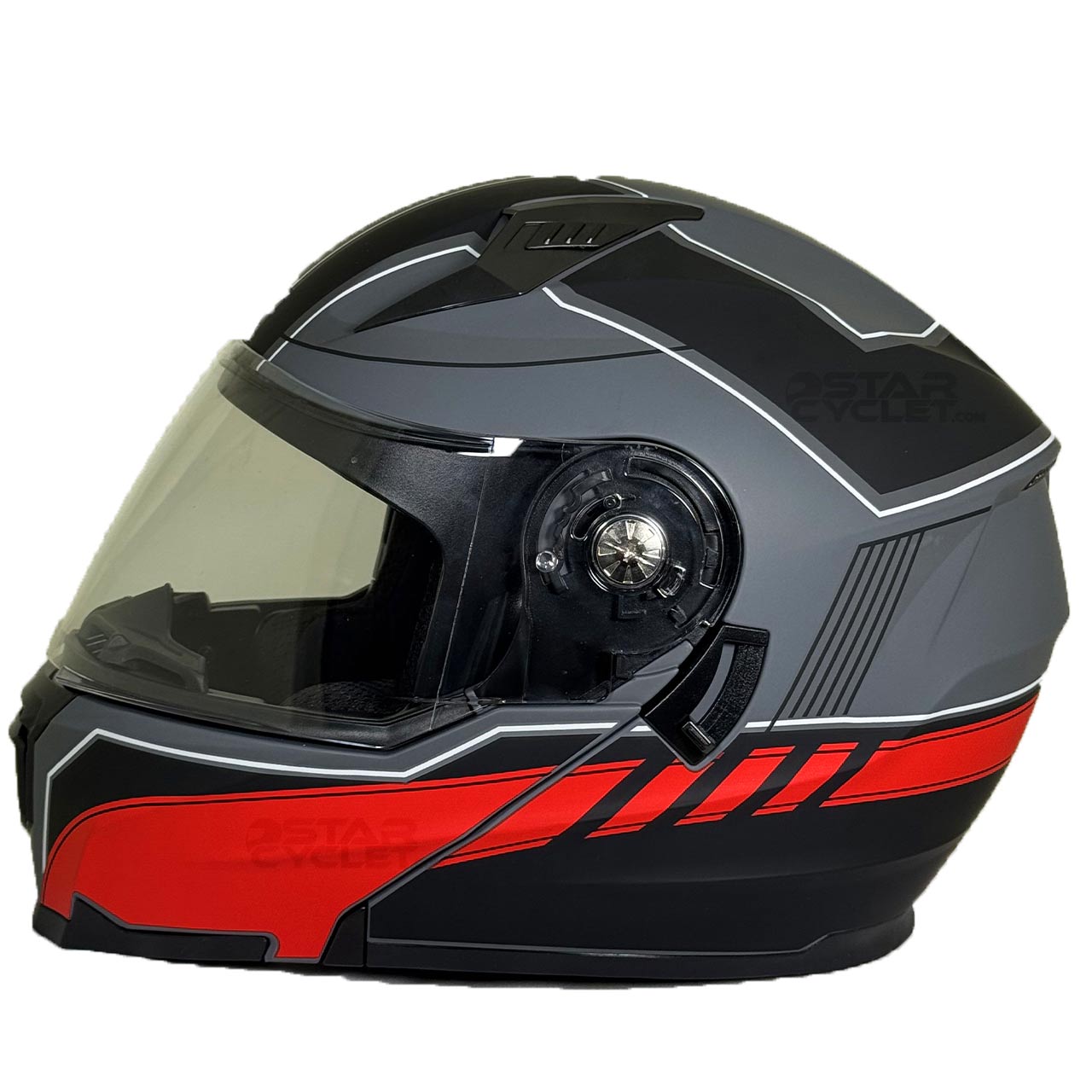استاندارد کلاه کاسکت فک متحرک EK مدل JK908-GRY-RD