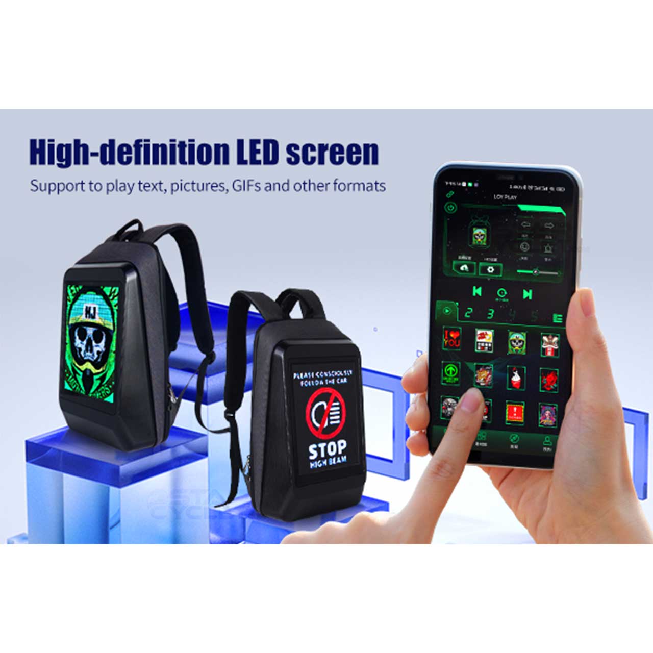 عکس کوله پشتی چراغ دار موتور سواری مدل LOY T4