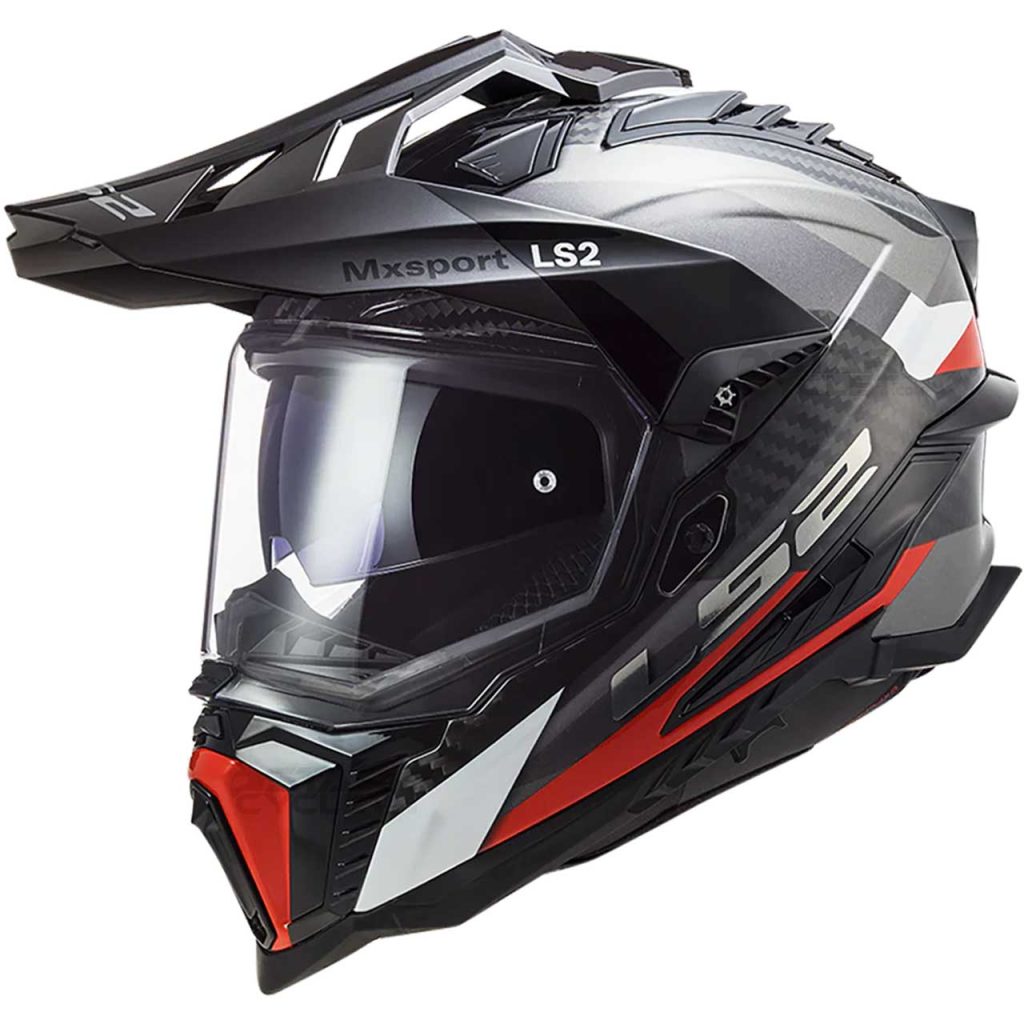 خرید کلاه کاسکت ادونچری LS2 مدل EXPLORER CARBON-GRAY-RED