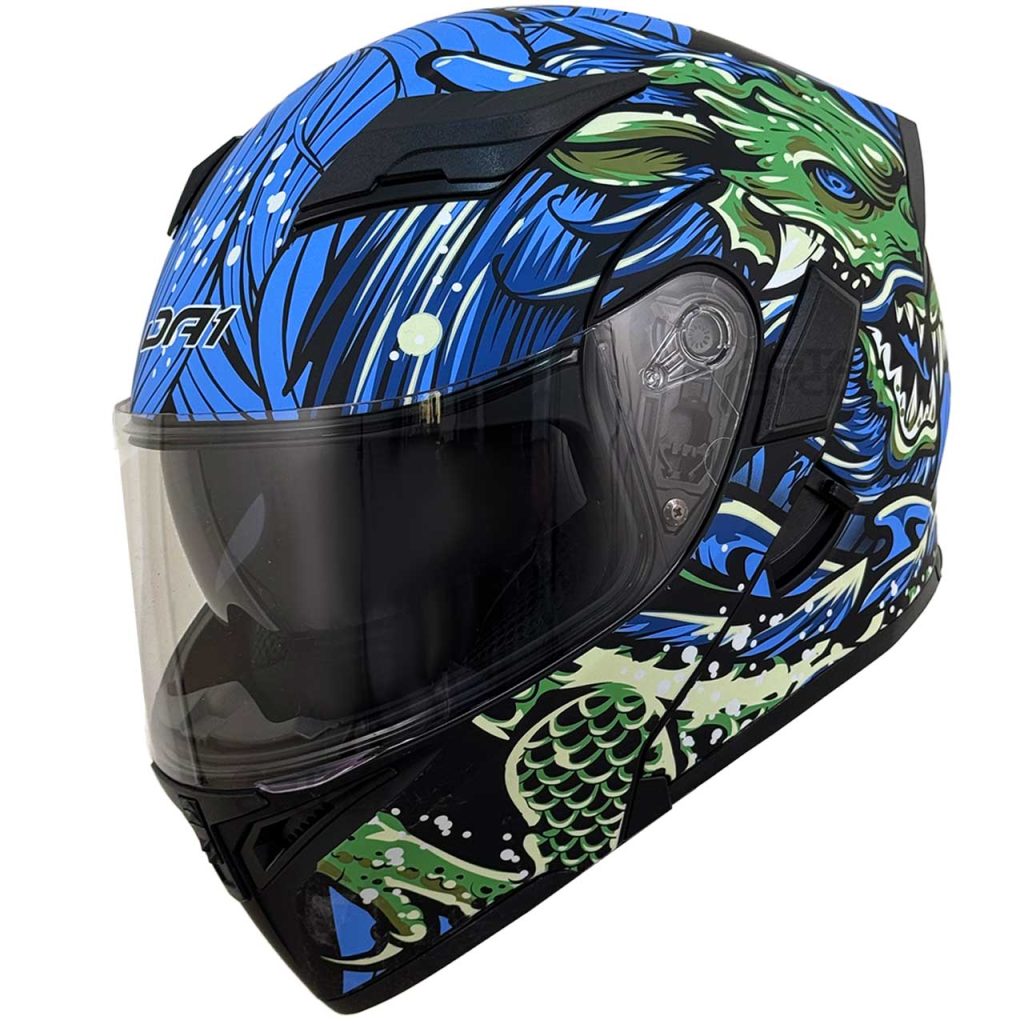 خرید کلاه کاسکت فک متحرک DA1 مدل 101 BLU DRAGON