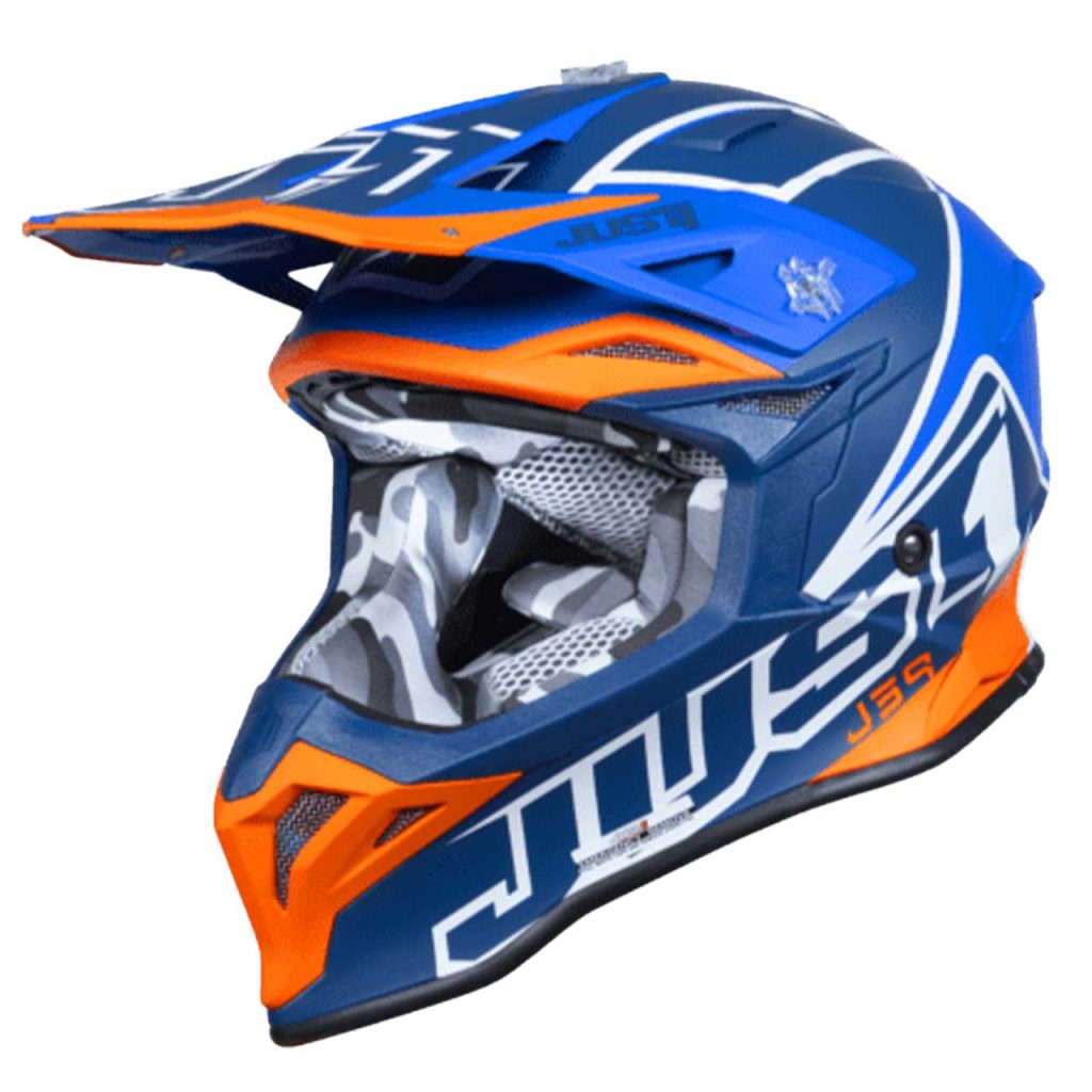 خرید کلاه کاسکت کراسی JUST ONE مدل J39 WHITE-FLOU-ORANGE-BLUE