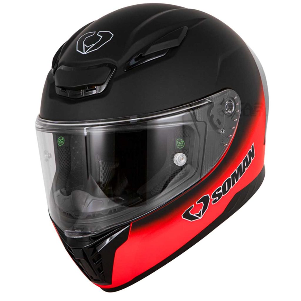 خرید کلاه کاسکت فک ثابت SOMAN مدل 973 BLACK-RED