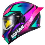 خرید کلاه کاسکت فک متحرک SOMAN مدل F2 MAT-BLUE-PURPLE-VISION