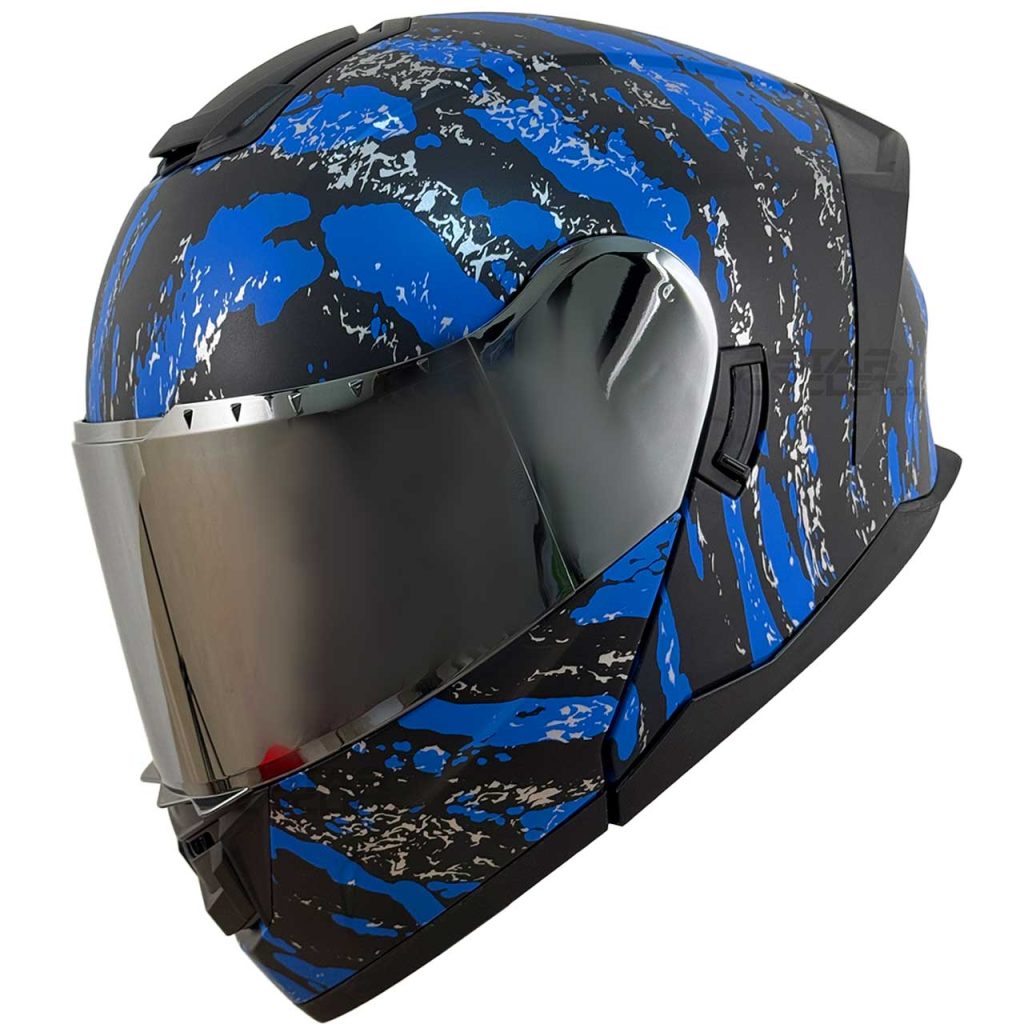 خرید کلاه کاسکت فک متحرک LAVOUS مدل MATT-BLUE-ZEBRA