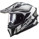 کلاه کاسکت ادونچری LS2 مدل EXPLORER SHINE BLACK GREY WHITE سایز XL براااق