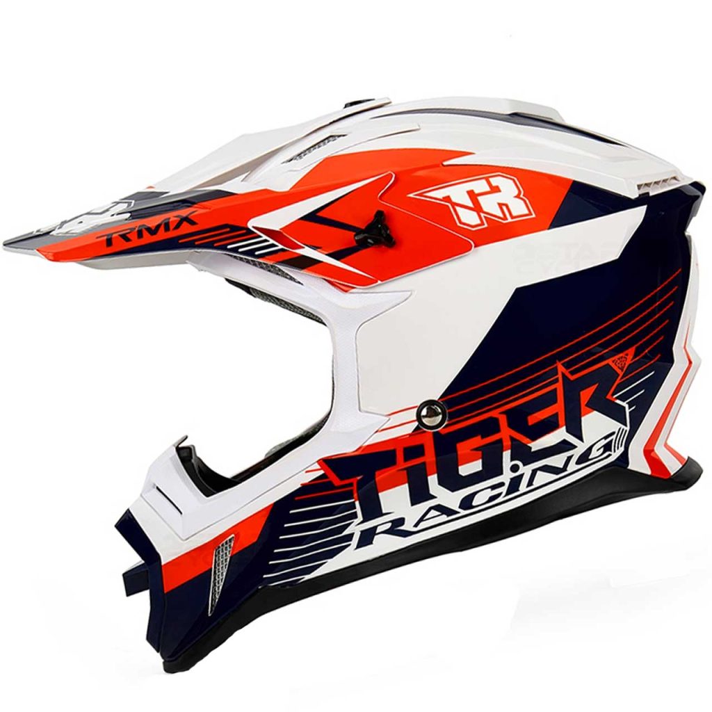 خرید کلاه کاسکت کراسی TIGER مدل H637 WHITE ORNGE