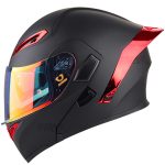 خرید کلاه کاسکت فک متحرک SOMAN مدل 955 MATT-BLACK-ELECTROPLATED-RED