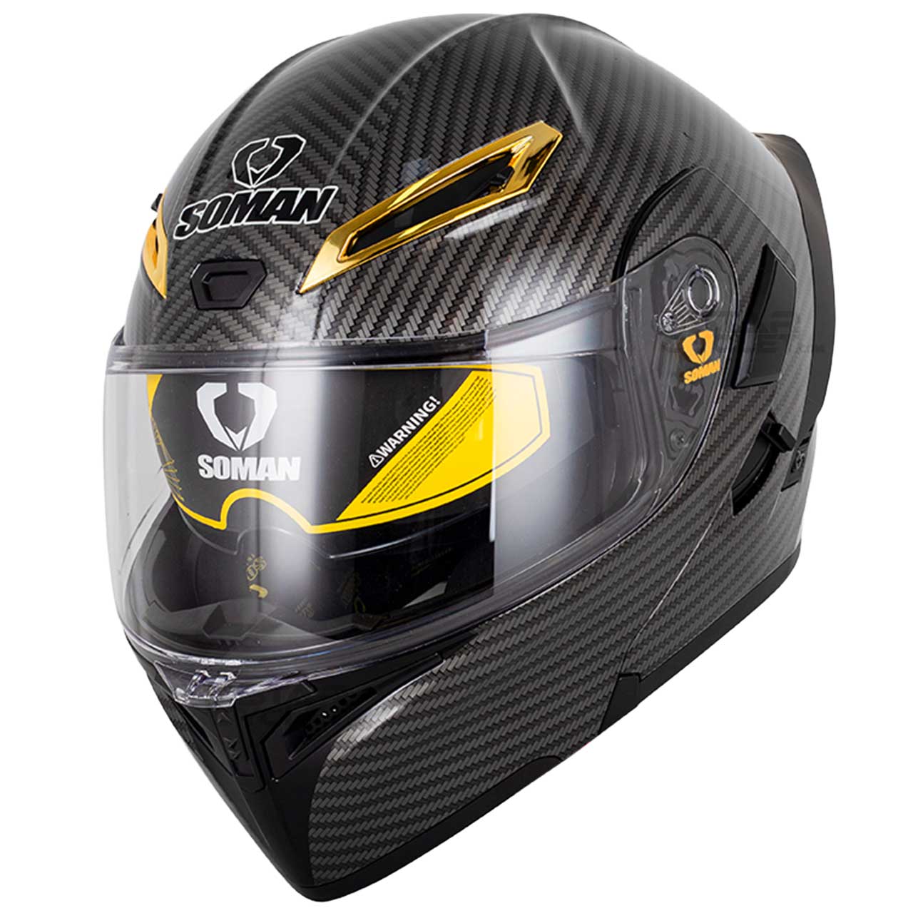 خرید کلاه کاسکت فک متحرک SOMAN مدل SHINE-CARBON