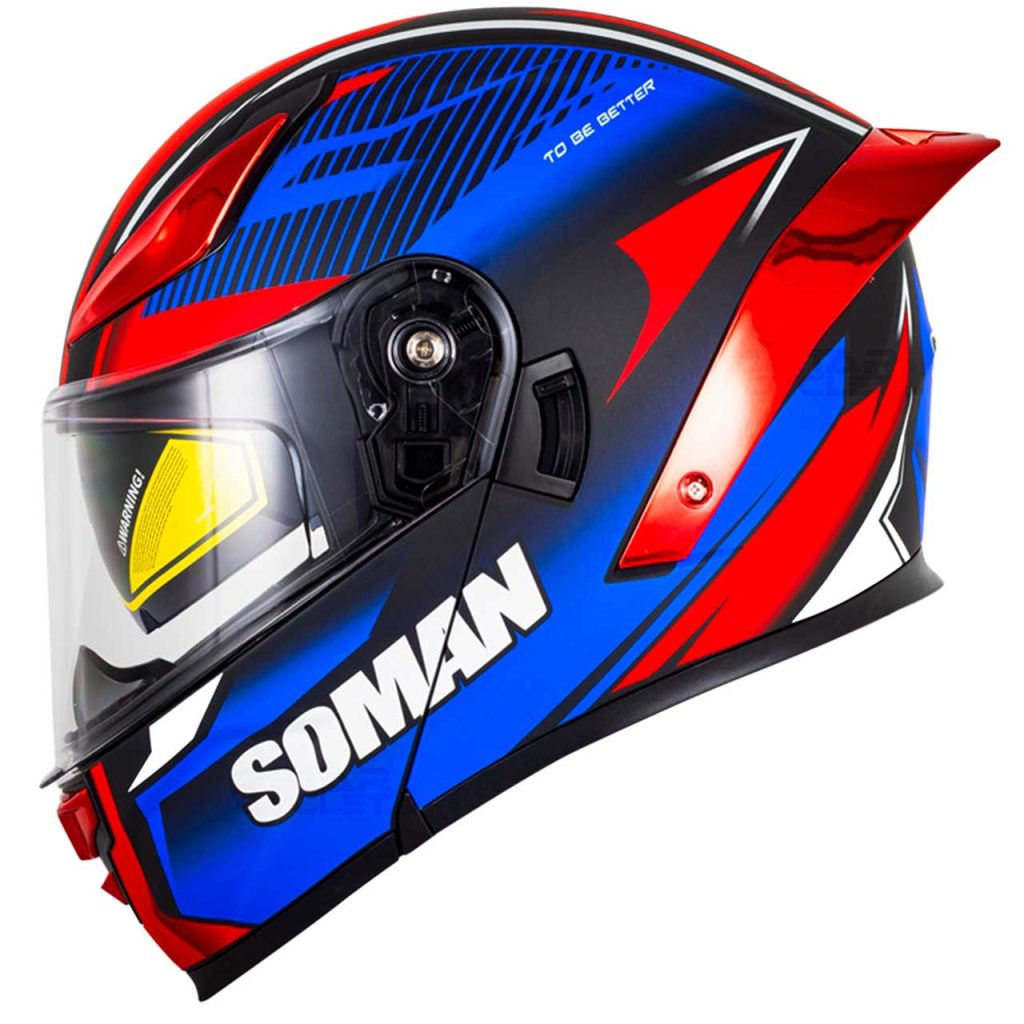 خرید کلاه کاسکت فک متحرک SOMAN مدل F2 MATT-BLUE-RED-SPARTAN