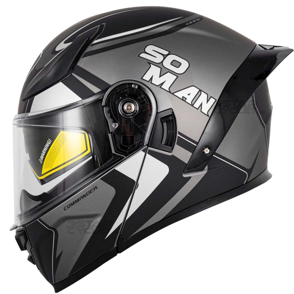 خرید کلاه کاسکت فک متحرک SOMAN مدل F2 MATT-SILVER-GRAY-COMMANDER