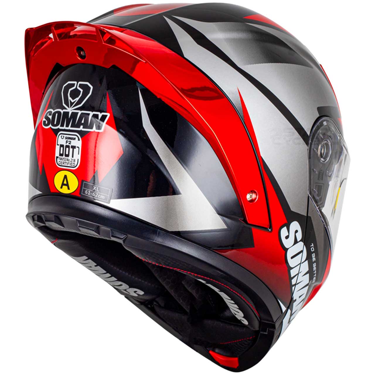 رنگ کلاه کاسکت فک متحرک SOMAN مدل F2 GLOSS-WHITE-RED-VISION