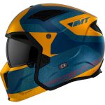 بررسی کلاه کاسکت فک جدا MT مدل STREET FIGHTER BLUE-YELLOW-MATT