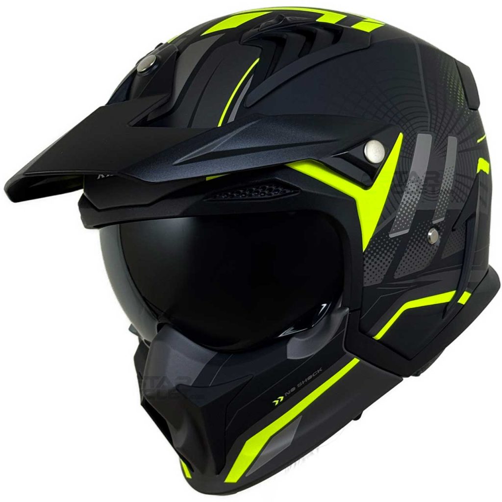 خرید کلاه کاسکت فک جدا راپيدو مدل 890 MATT BIACK YELLOW - 6#A