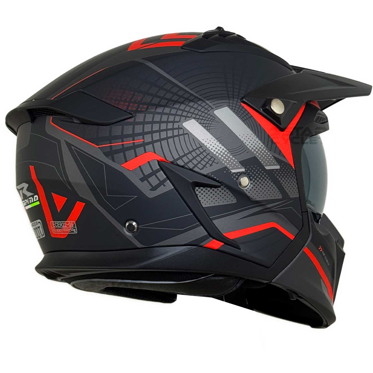 بررسی کلاه کاسکت فک جدا RAPIDO مدل 890 MATT-BLACK-RED 6#H