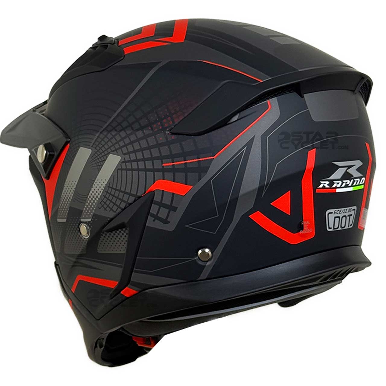 کیفیت کلاه کاسکت فک جدا RAPIDO مدل 890 MATT-BLACK-RED 6#H