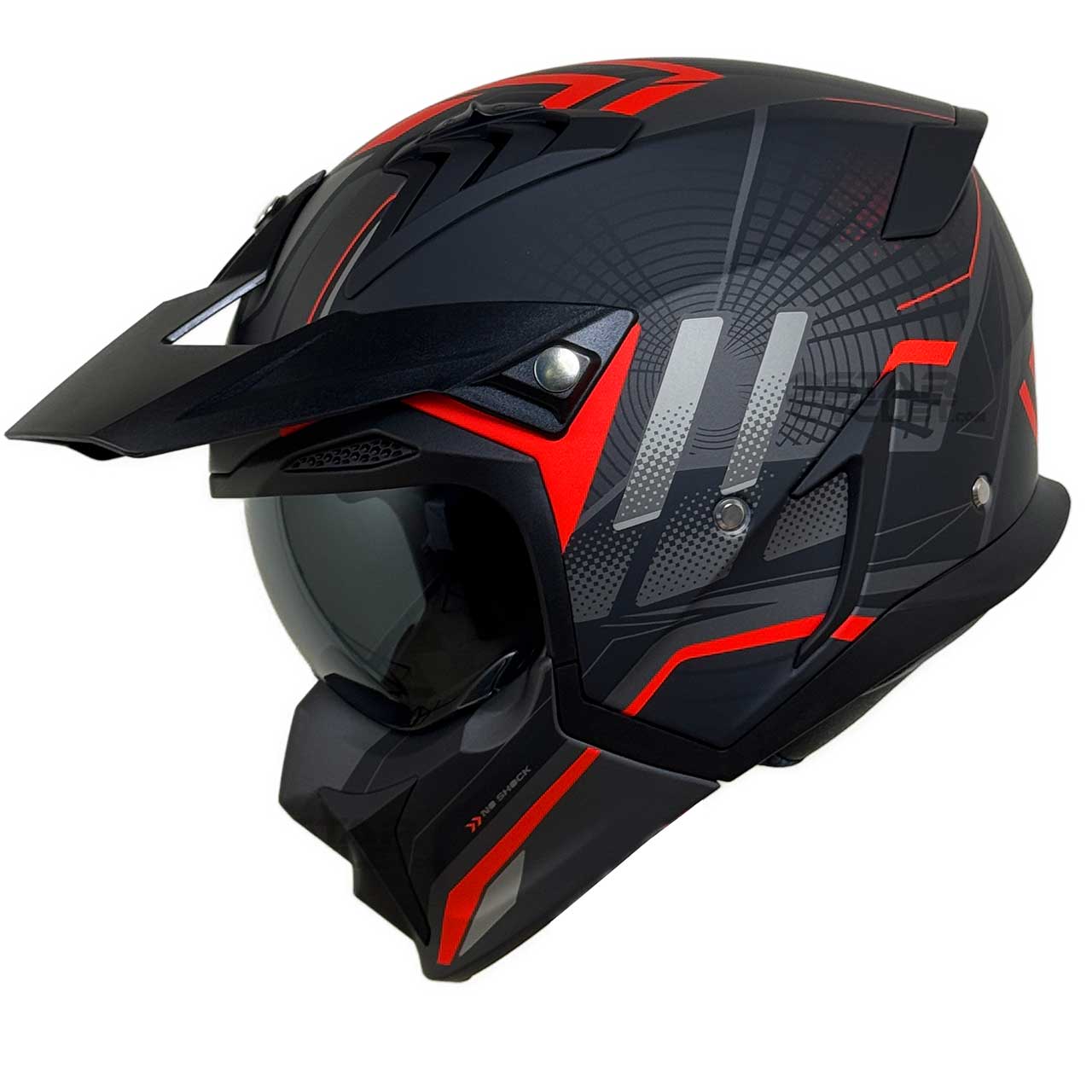رنگ کلاه کاسکت فک جدا RAPIDO مدل 890 MATT-BLACK-RED 6#H