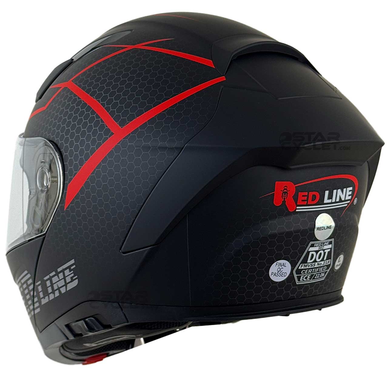 وزن کلاه کاسکت فک متحرک REDLINE مدل MATT-BLACK-Red-Thorn 960-10
