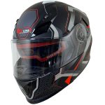 خرید کلاه کاسکت فک متحرک REDLINE مدل MATT-BLACK-Red-Grey-Lose 939-19