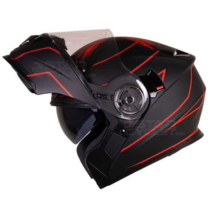 کلاه کاسکت فک متحرک RED LINE مدل MATT BLACK RED