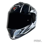 کلاه کاسکت فک ثابت STEELBIRD مدل SBH57 FIGHTER GLOSSY WHITE BLACK