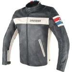 کاپشن چرم زمستانی موتورسواری DAINESE مدل HF D1 BLACK WHITE RED BLUE