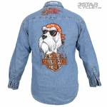 خرید پیراهن جین موتورسواری H&M مدل BLUE HARLEY DAVIDSON