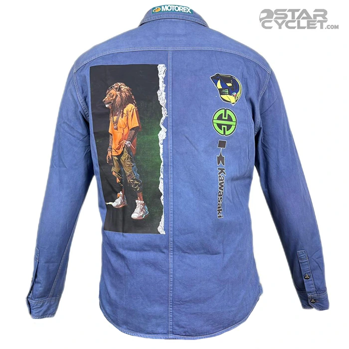 خرید پیراهن کتان موتورسواری ANGELO مدل BLUE KAWSAKI