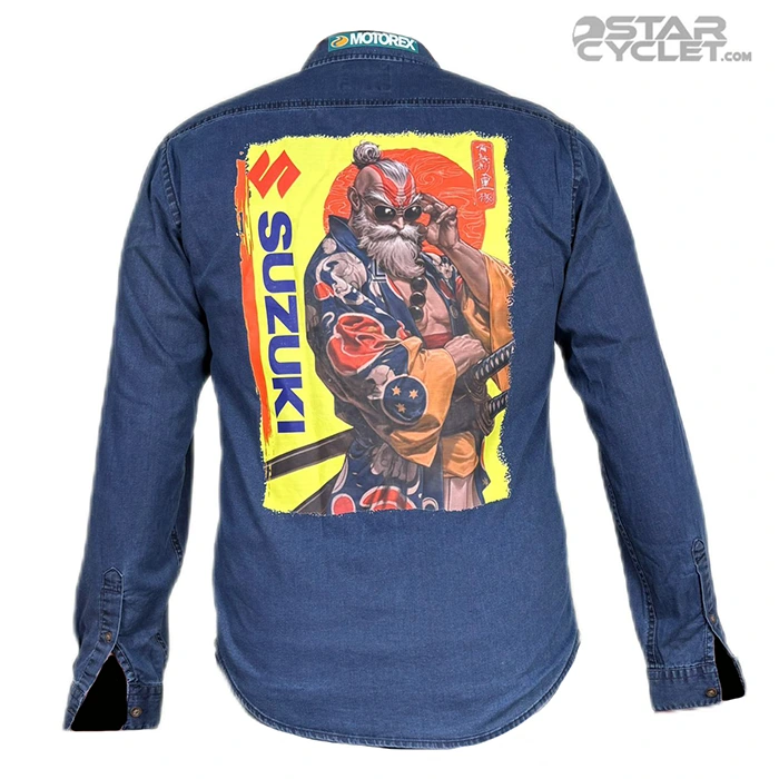 خریدپیراهن کتان موتورسواری CEDAR WOOD مدل DARK BLUE SUZUKI