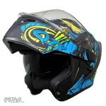 خریدکلاه کاسکت فک متحرک Qike مدل MP01 BLUE THUNDER GOD