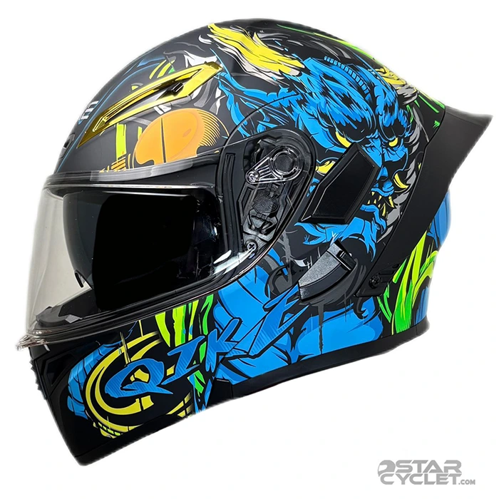 قیمت کلاه کاسکت فک متحرک Qike مدل MP01 BLUE THUNDER GOD